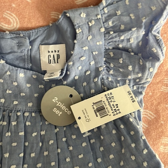 NWT Baby Gap blue and white cotton summer dress with bloomers size 0-3 m - Picture 2 of 4